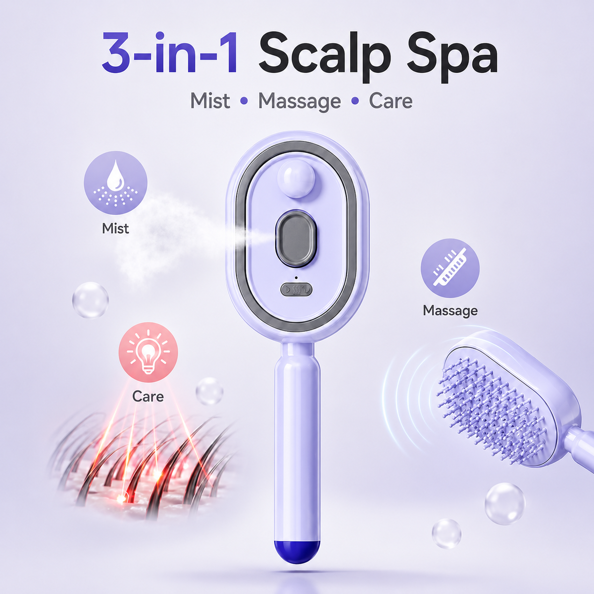 Electric Spray 3 in 1 Rechargeable Hair Massage Comb