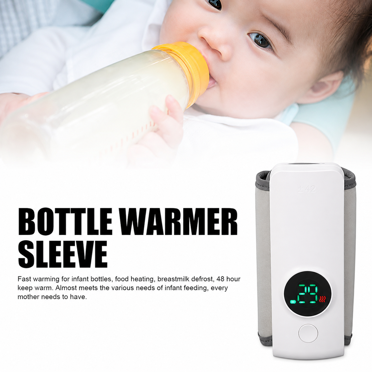 Portable Travel Bottle Warmer, Fast Heating (2-5 Minutes) Rechargeable Milk Warmer